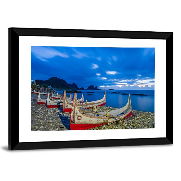 Boats At Orchid Island Canvas Wall Art-5 Horizontal-Gallery Wrap-22" x 12"-Tiaracle
