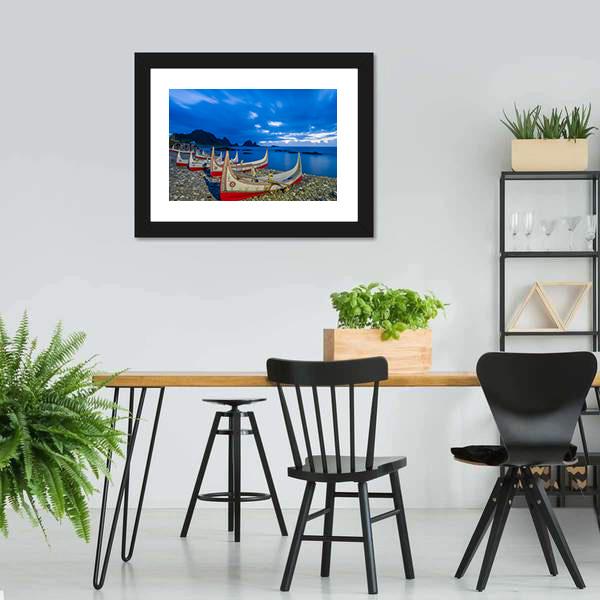 Boats At Orchid Island Canvas Wall Art-5 Horizontal-Gallery Wrap-22" x 12"-Tiaracle