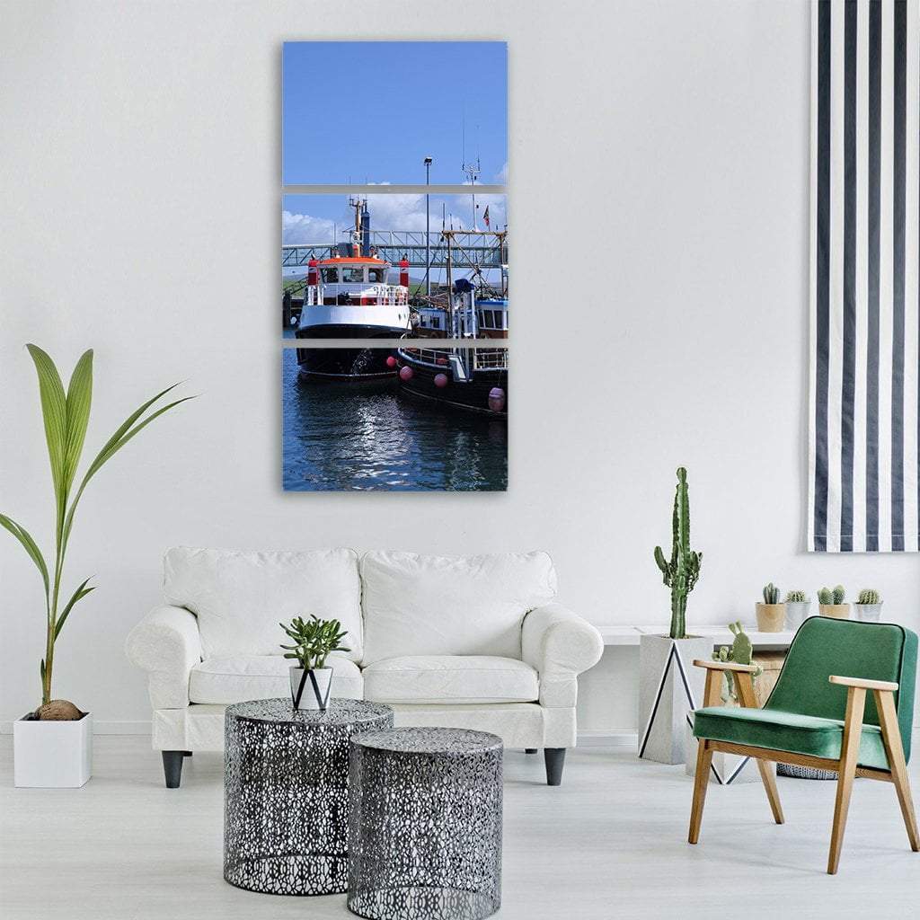 Boats In Great Britain Vertical Canvas Wall Art-3 Vertical-Gallery Wrap-12" x 25"-Tiaracle