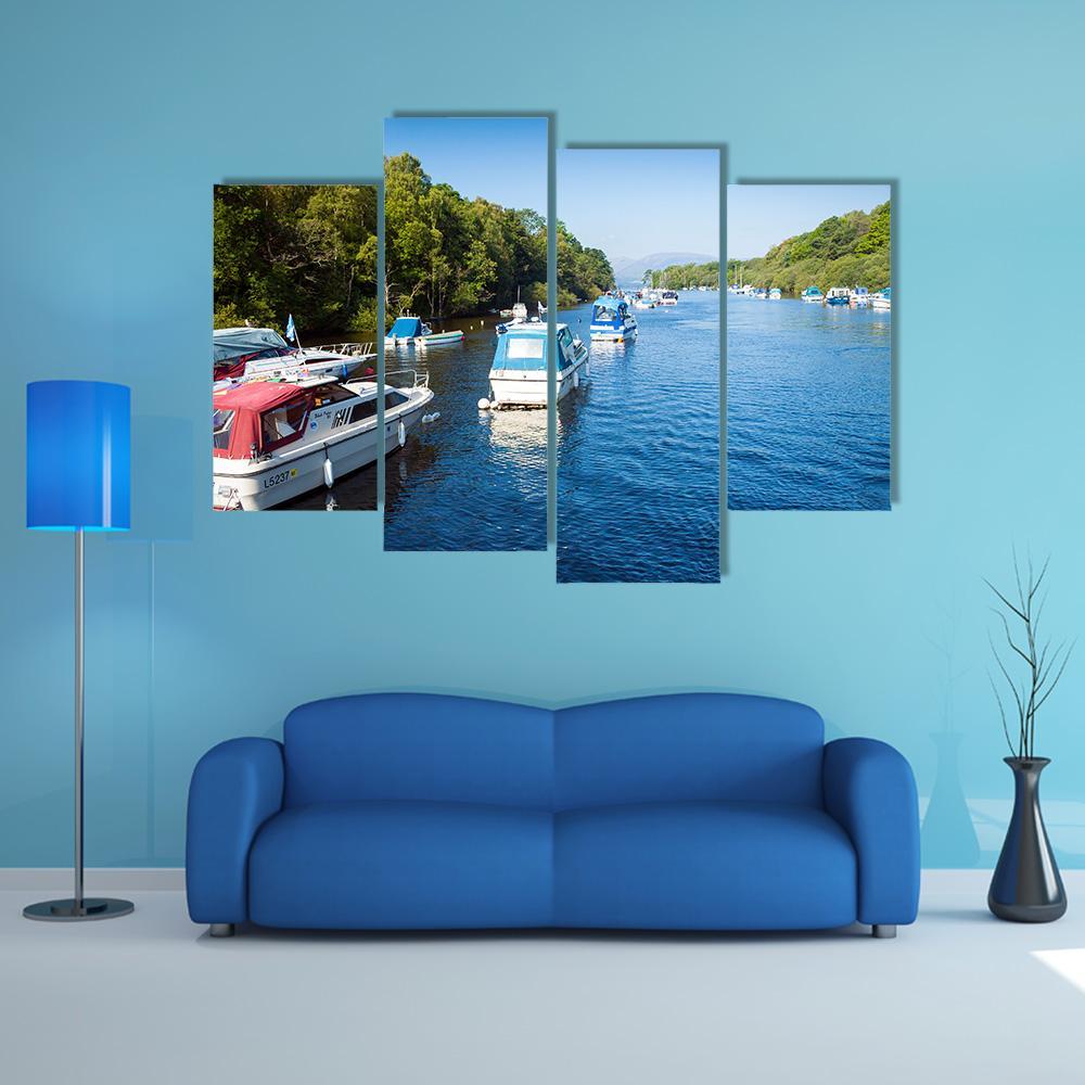 Boats On Loch Lomond Canvas Wall Art-4 Pop-Gallery Wrap-50" x 32"-Tiaracle