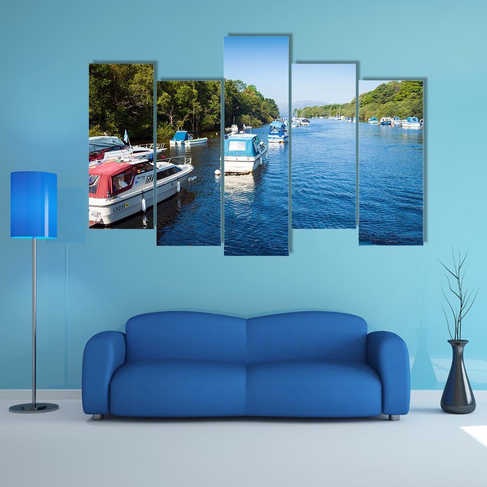 Boats On Loch Lomond Canvas Wall Art-5 Pop-Gallery Wrap-47" x 32"-Tiaracle