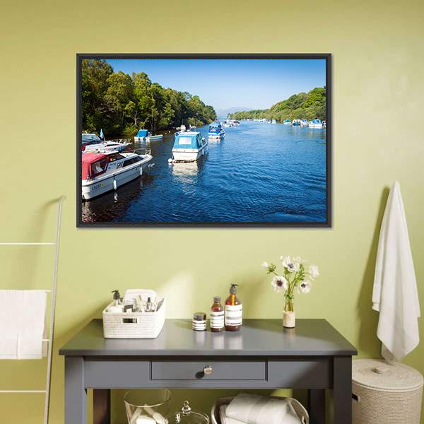 Boats On Loch Lomond Canvas Wall Art-3 Horizontal-Gallery Wrap-25" x 16"-Tiaracle