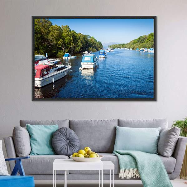 Boats On Loch Lomond Canvas Wall Art-1 Piece-Floating Frame-24" x 16"-Tiaracle