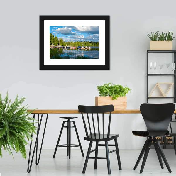 Boats On Lake In Jyvaskyla Canvas Wall Art-3 Horizontal-Gallery Wrap-25" x 16"-Tiaracle