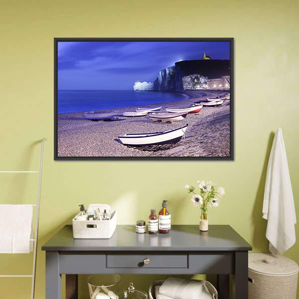 Boats On Normandy Canvas Wall Art-5 Horizontal-Gallery Wrap-22" x 12"-Tiaracle