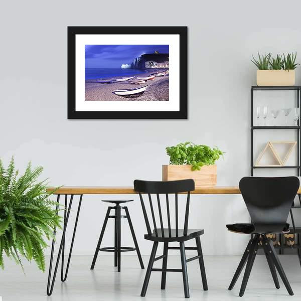 Boats On Normandy Canvas Wall Art-5 Horizontal-Gallery Wrap-22" x 12"-Tiaracle