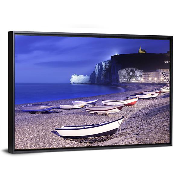 Boats On Normandy Canvas Wall Art-5 Horizontal-Gallery Wrap-22" x 12"-Tiaracle