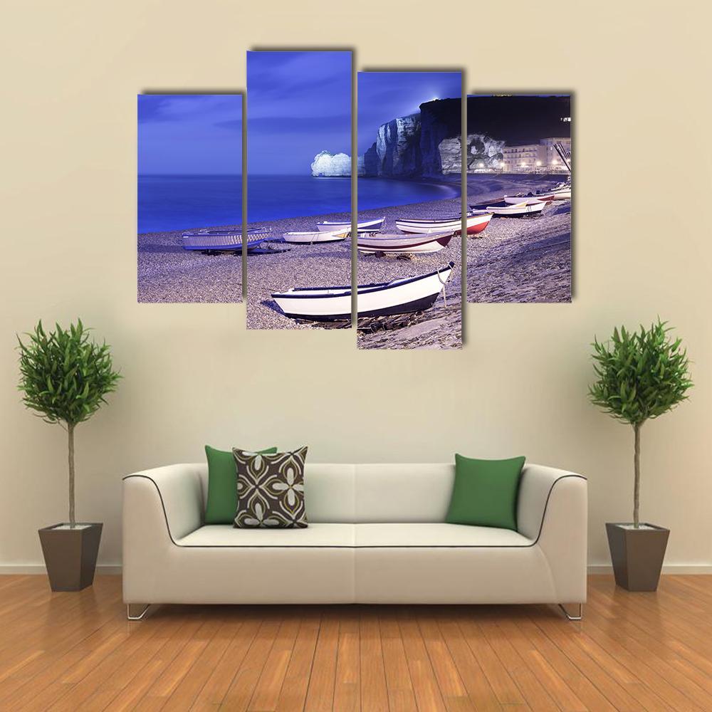 Boats On Normandy Canvas Wall Art-4 Pop-Gallery Wrap-50" x 32"-Tiaracle