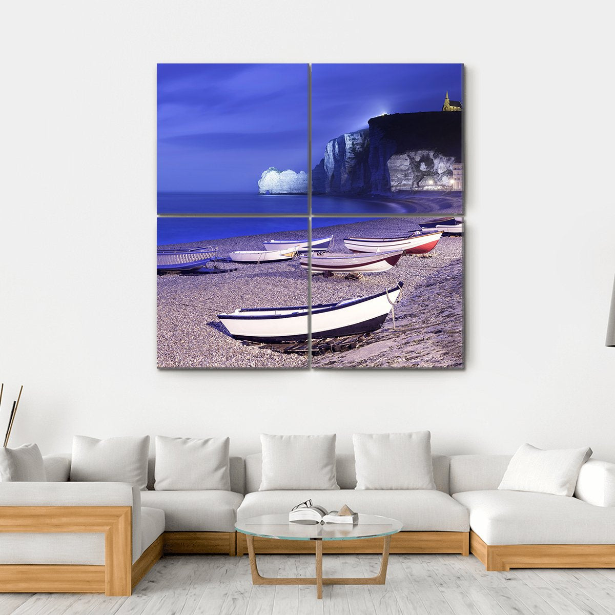Boats On Normandy Canvas Wall Art-4 Square-Gallery Wrap-17" x 17"-Tiaracle