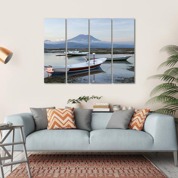 Small Boats On Reefs Canvas Wall Art-4 Horizontal-Gallery Wrap-34" x 24"-Tiaracle