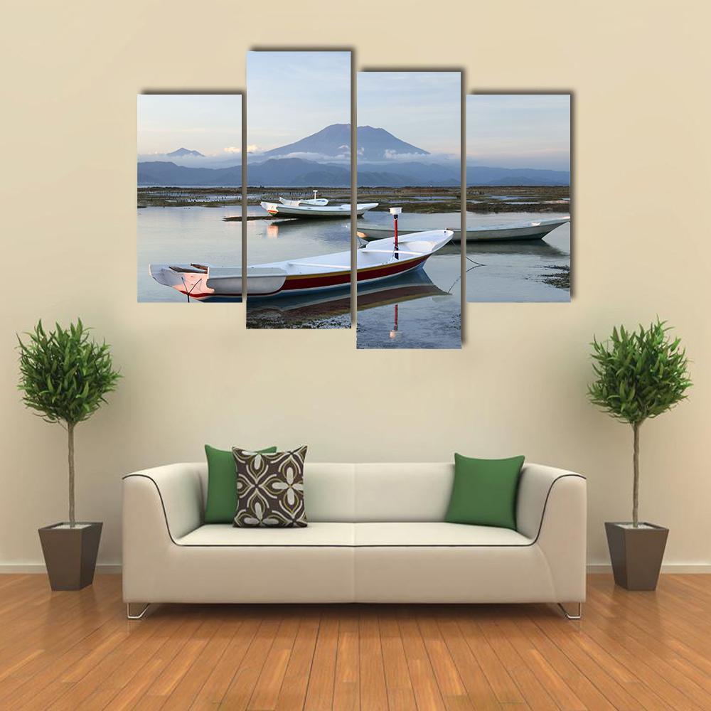 Small Boats On Reefs Canvas Wall Art-4 Pop-Gallery Wrap-50" x 32"-Tiaracle