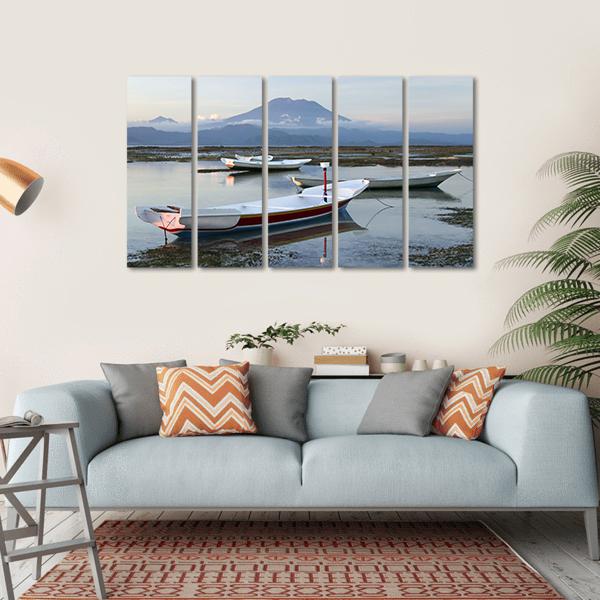 Small Boats On Reefs Canvas Wall Art-5 Horizontal-Gallery Wrap-22" x 12"-Tiaracle