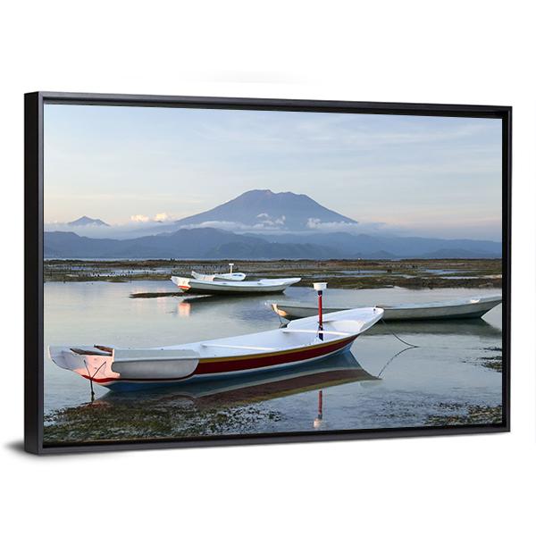 Small Boats On Reefs Canvas Wall Art-3 Horizontal-Gallery Wrap-25" x 16"-Tiaracle