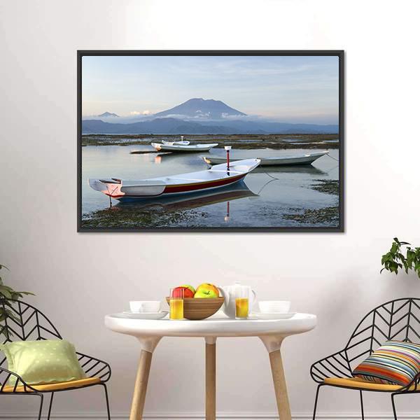 Small Boats On Reefs Canvas Wall Art-3 Horizontal-Gallery Wrap-25" x 16"-Tiaracle