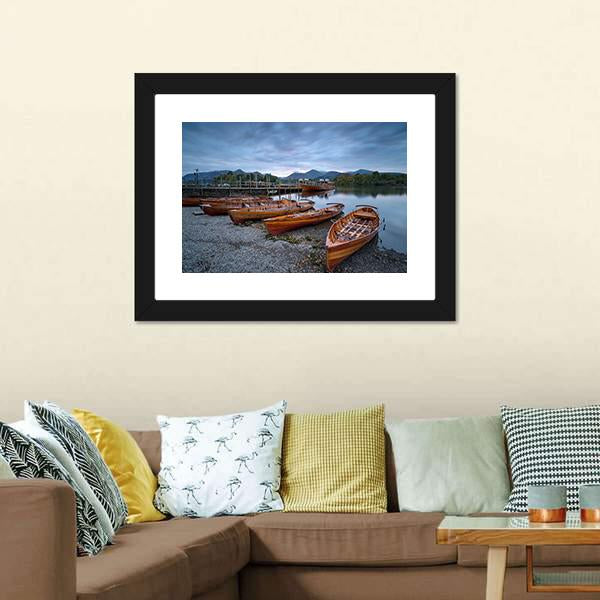 Boats On Shore Panoramic Canvas Wall Art-1 Piece-36" x 12"-Tiaracle