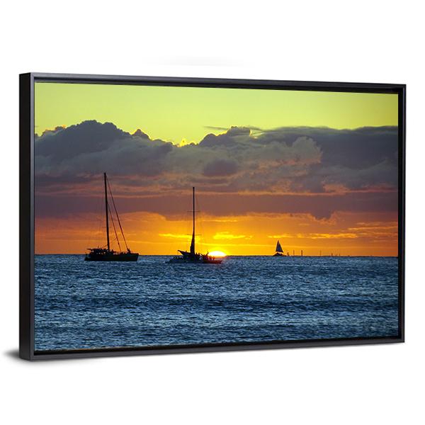 Boats On Pacific Ocean Canvas Wall Art-3 Horizontal-Gallery Wrap-25" x 16"-Tiaracle