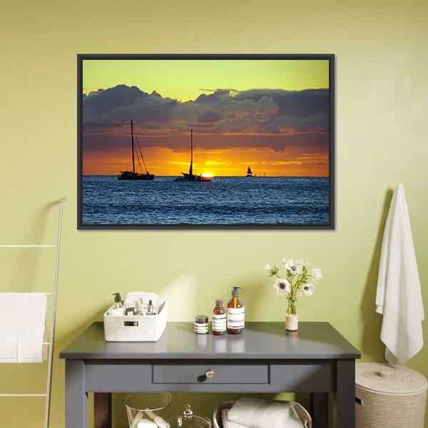Boats On Pacific Ocean Canvas Wall Art-3 Horizontal-Gallery Wrap-25" x 16"-Tiaracle