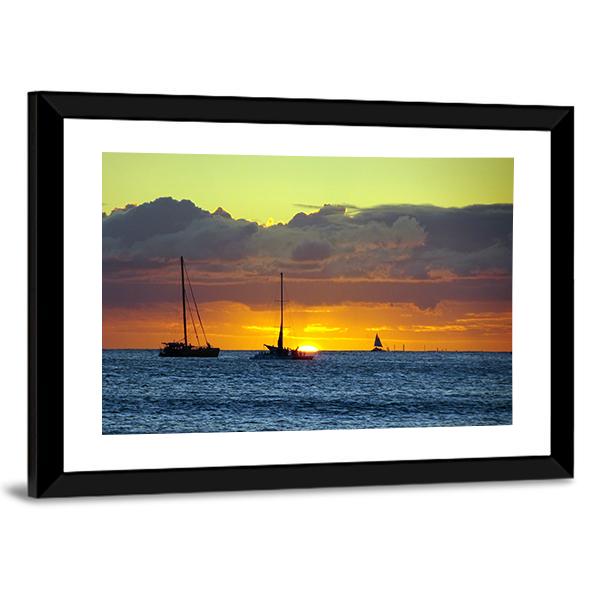 Boats On Pacific Ocean Canvas Wall Art-3 Horizontal-Gallery Wrap-25" x 16"-Tiaracle