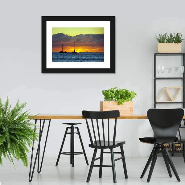 Boats On Pacific Ocean Canvas Wall Art-3 Horizontal-Gallery Wrap-25" x 16"-Tiaracle