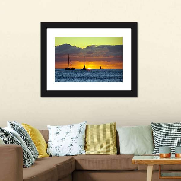Boats On Pacific Ocean Canvas Wall Art-3 Horizontal-Gallery Wrap-25" x 16"-Tiaracle