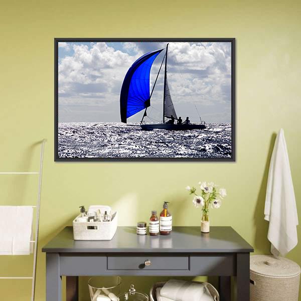 Boats With Spinnakers Open Canvas Wall Art-5 Horizontal-Gallery Wrap-22" x 12"-Tiaracle