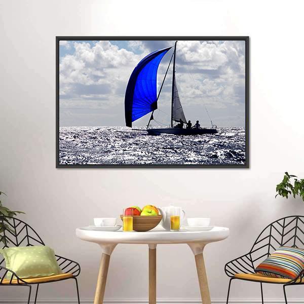 Boats With Spinnakers Open Canvas Wall Art-5 Horizontal-Gallery Wrap-22" x 12"-Tiaracle