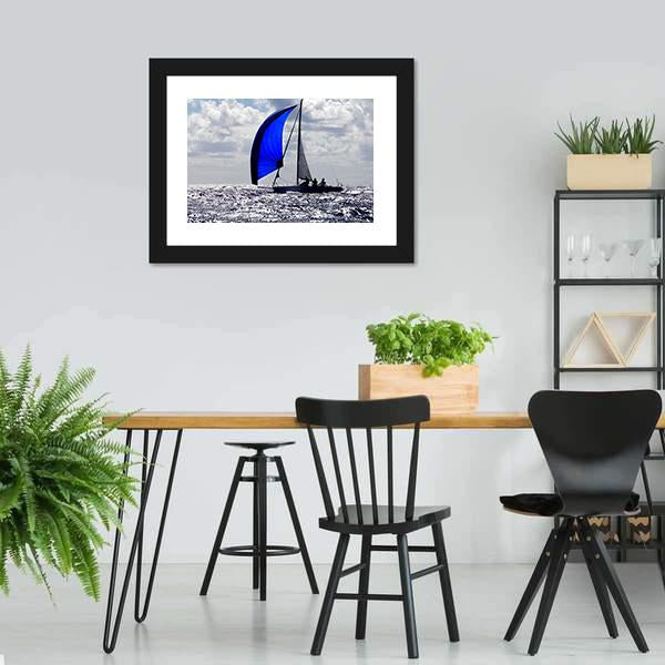 Boats With Spinnakers Open Canvas Wall Art-5 Horizontal-Gallery Wrap-22" x 12"-Tiaracle