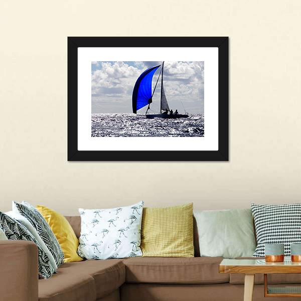 Boats With Spinnakers Open Canvas Wall Art-5 Horizontal-Gallery Wrap-22" x 12"-Tiaracle