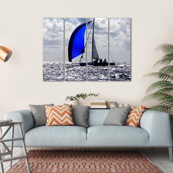 Boats With Spinnakers Open Canvas Wall Art-4 Horizontal-Gallery Wrap-34" x 24"-Tiaracle