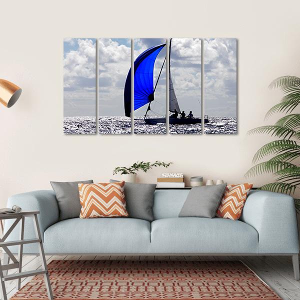 Boats With Spinnakers Open Canvas Wall Art-5 Horizontal-Gallery Wrap-22" x 12"-Tiaracle