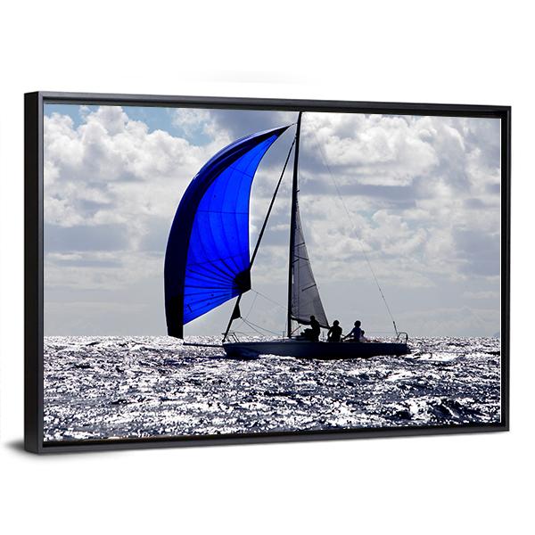Boats With Spinnakers Open Canvas Wall Art-3 Horizontal-Gallery Wrap-25" x 16"-Tiaracle