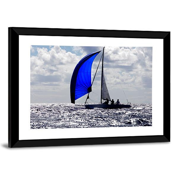 Boats With Spinnakers Open Canvas Wall Art-3 Horizontal-Gallery Wrap-25" x 16"-Tiaracle