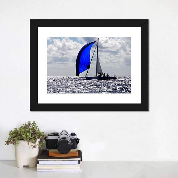 Boats With Spinnakers Open Canvas Wall Art-1 Piece-Framed Print-20" x 16"-Tiaracle
