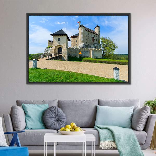 Bobolice Castle Canvas Wall Art-1 Piece-Floating Frame-24" x 16"-Tiaracle