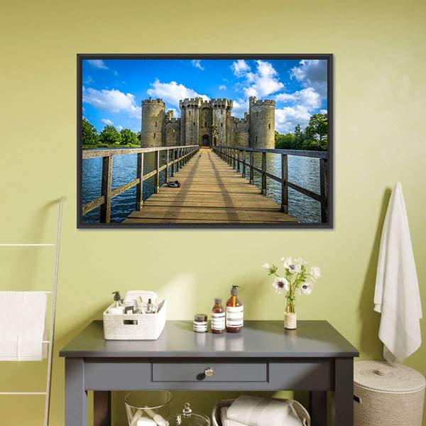 Bodiam Castle England Canvas Wall Art-1 Piece-Floating Frame-36" x 24"-Tiaracle