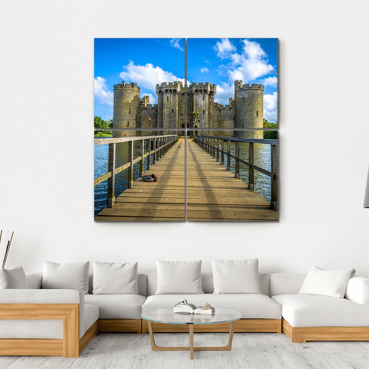 Bodiam Castle England Canvas Wall Art-4 Square-Gallery Wrap-17" x 17"-Tiaracle