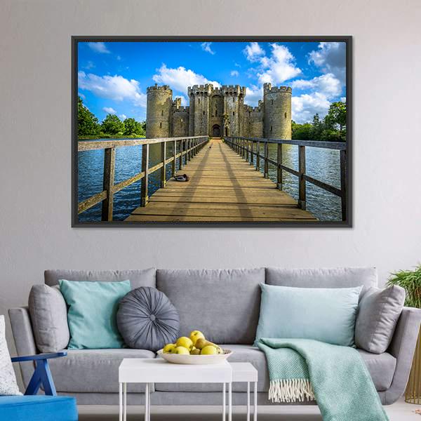 Bodiam Castle England Canvas Wall Art-1 Piece-Floating Frame-24" x 16"-Tiaracle