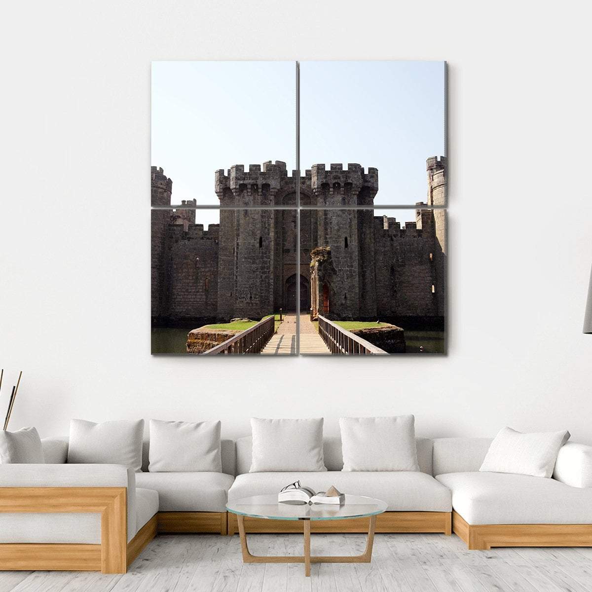 Bodiam Castle &amp; Robertsbridge Canvas Wall Art-4 Square-Gallery Wrap-17" x 17"-Tiaracle