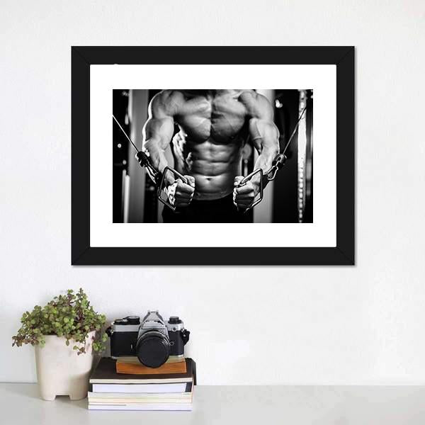 Bodybuilder In Gym Canvas Wall Art-1 Piece-Framed Print-20" x 16"-Tiaracle