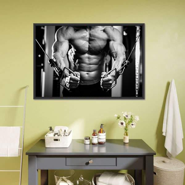 Bodybuilder In Gym Canvas Wall Art-5 Horizontal-Gallery Wrap-22" x 12"-Tiaracle