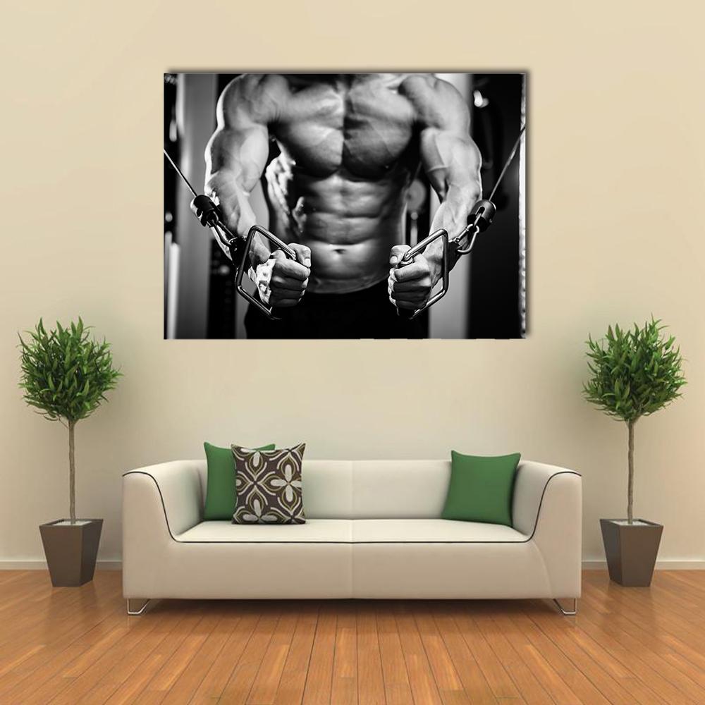 Bodybuilder In Gym Canvas Wall Art-5 Pop-Gallery Wrap-47" x 32"-Tiaracle