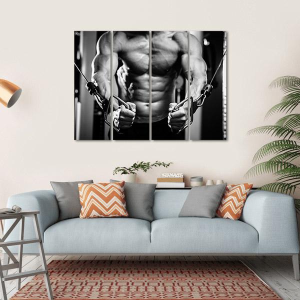 Bodybuilder In Gym Canvas Wall Art-4 Horizontal-Gallery Wrap-34" x 24"-Tiaracle