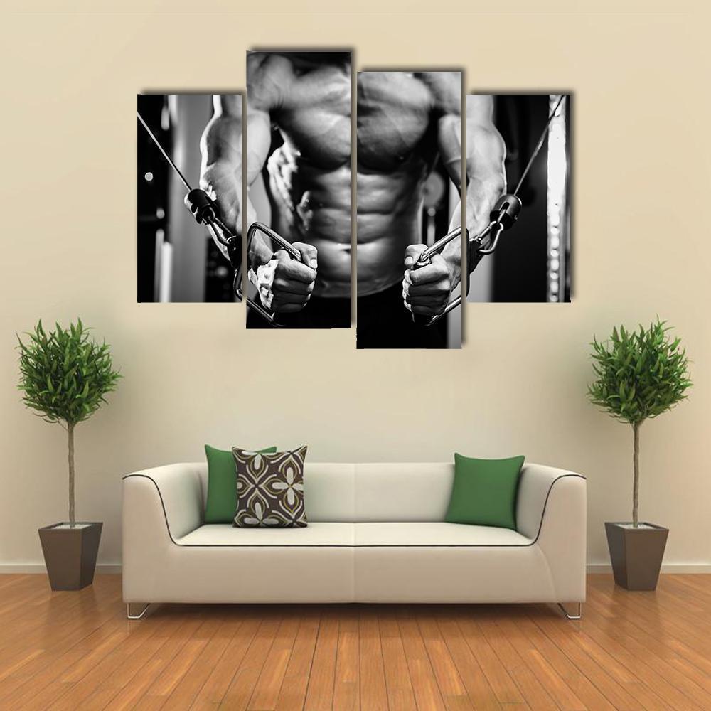 Bodybuilder In Gym Canvas Wall Art-4 Pop-Gallery Wrap-50" x 32"-Tiaracle