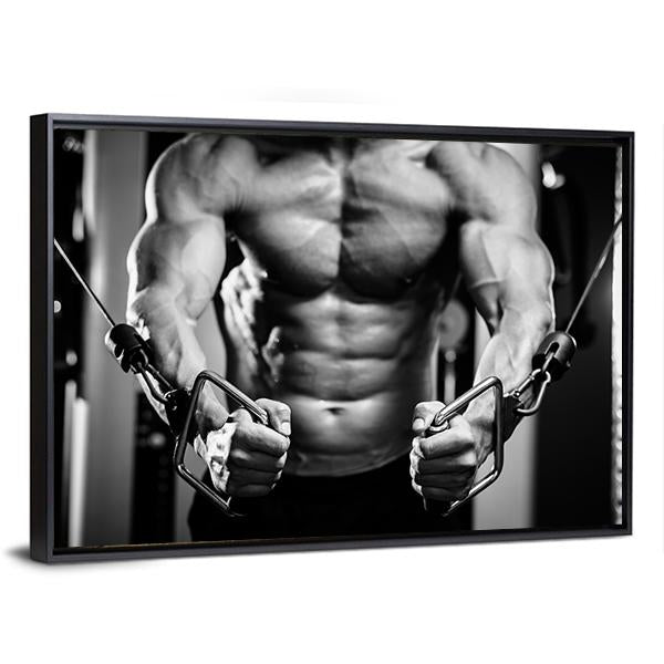 Bodybuilder In Gym Canvas Wall Art-3 Horizontal-Gallery Wrap-25" x 16"-Tiaracle