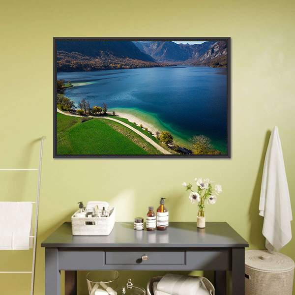 Bohinj Lake Slovenia Canvas Wall Art-1 Piece-Floating Frame-24" x 16"-Tiaracle