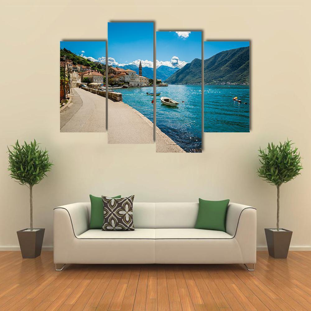 Boka Kotor Bay In Montenegro Canvas Wall Art-4 Pop-Gallery Wrap-50" x 32"-Tiaracle