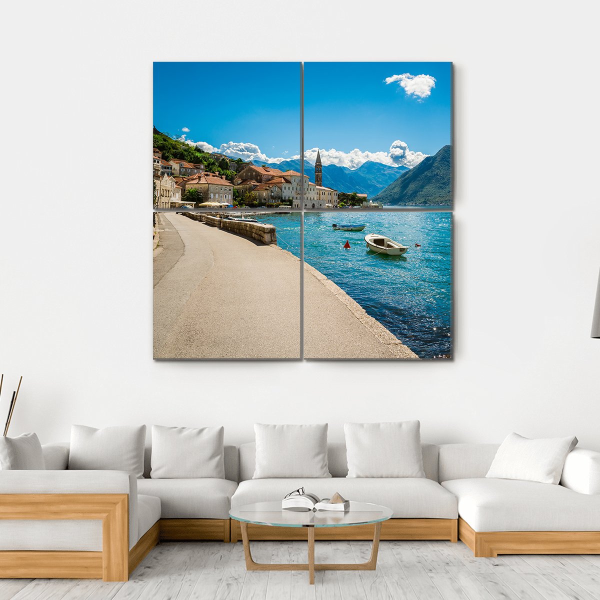 Boka Kotor Bay In Montenegro Canvas Wall Art-4 Square-Gallery Wrap-17" x 17"-Tiaracle