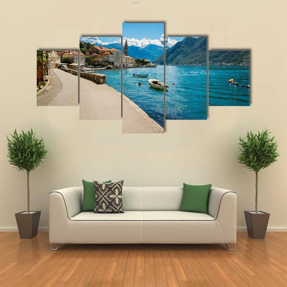 Boka Kotor Bay In Montenegro Canvas Wall Art-5 Star-Gallery Wrap-62" x 32"-Tiaracle