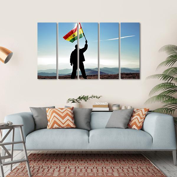 Bolivia Flag Canvas Wall Art-5 Horizontal-Gallery Wrap-22" x 12"-Tiaracle