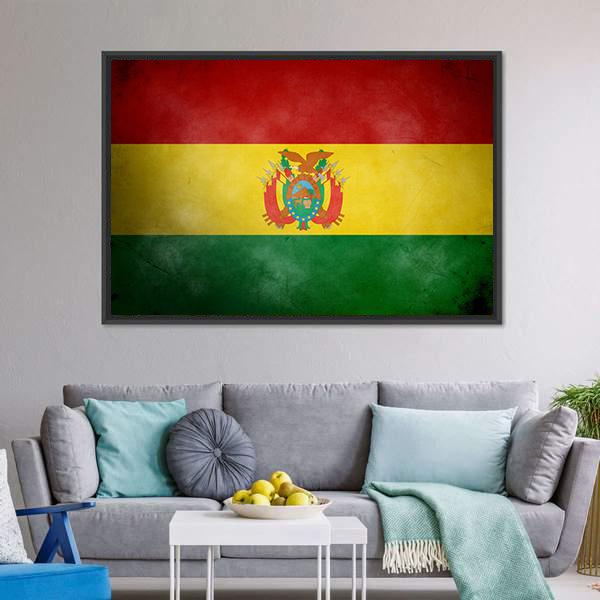 Bolivia Flag Canvas Wall Art-1 Piece-Floating Frame-24" x 16"-Tiaracle